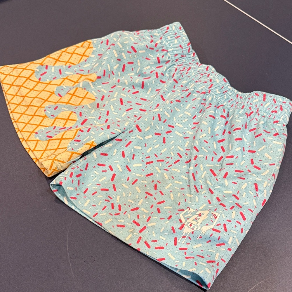 Kids Ice Cream Sprinkle Shorts - Blue and Yellow